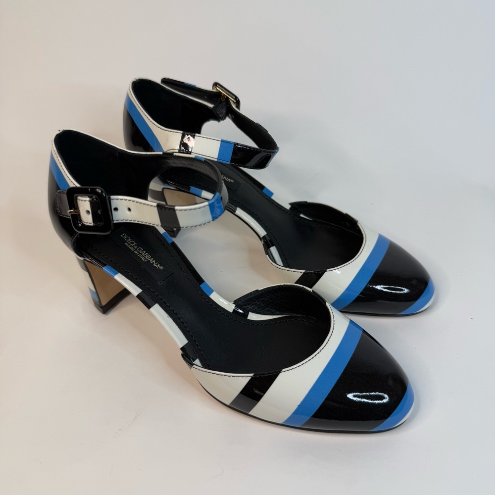 Dolce and Gabbana Women’s Patent Leather Heels with Ankle Strap
